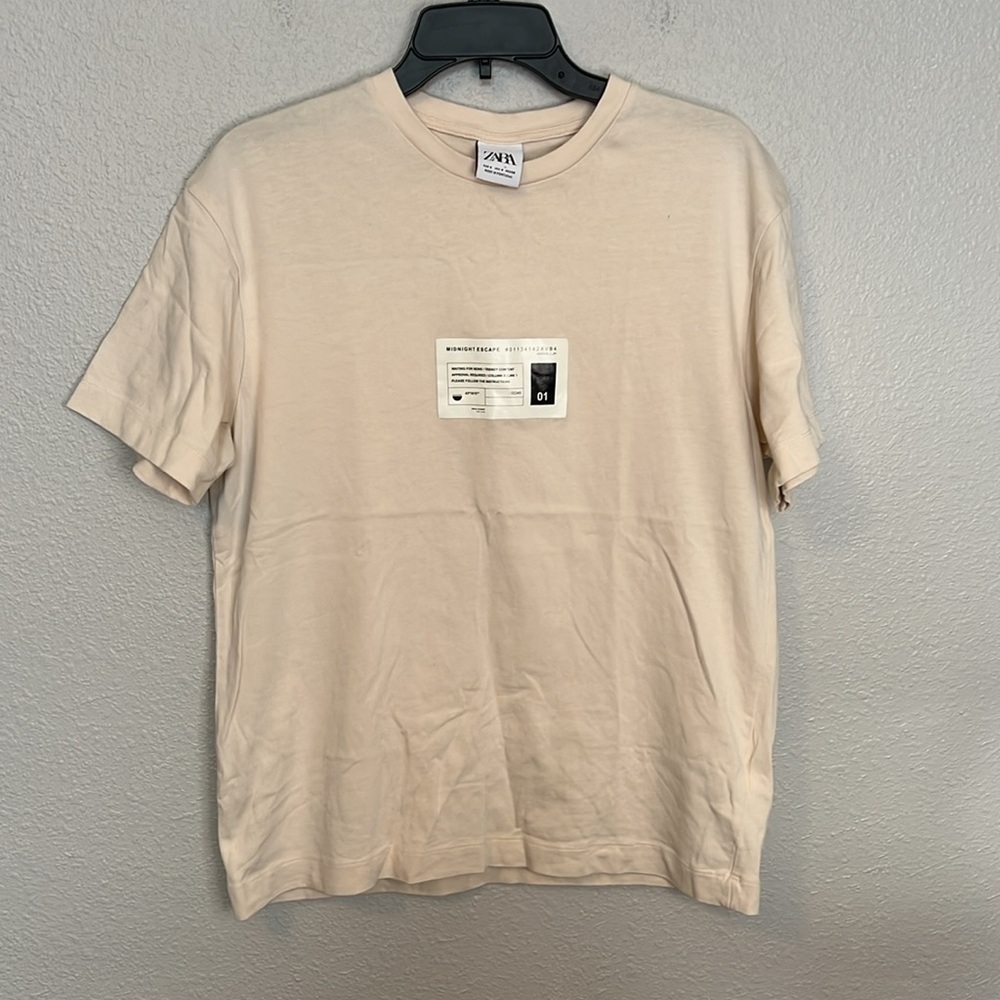 Zara Basic Tshirt Graphic Print Pink Size Small - image 6